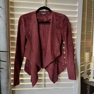 Market & Spruce Faux Suede Rust Red Waterfall Blazer Jacket XS